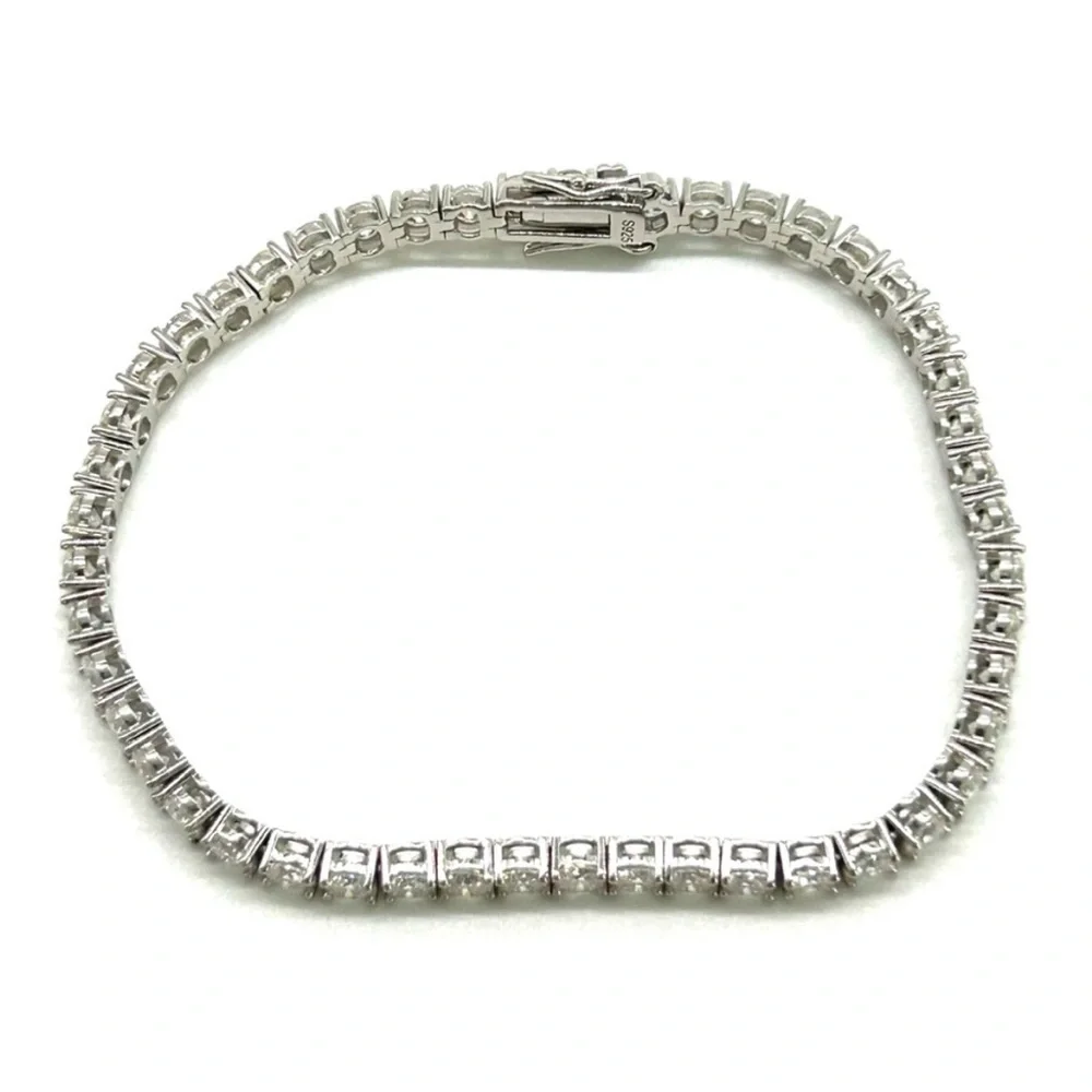 925 Silver, 14.40CTW Moissanite Tennis Bracelet